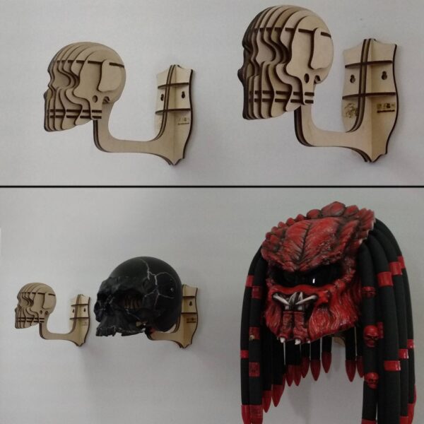 Skull wall mount helmet hanger, view 2