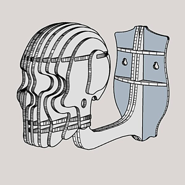 Skull wall mount helmet hanger, view 6