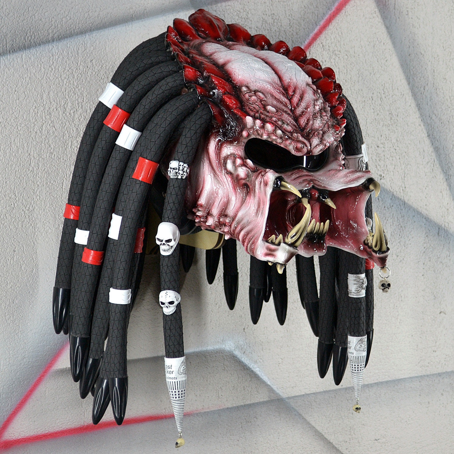 Predator motorcycle helmet, red