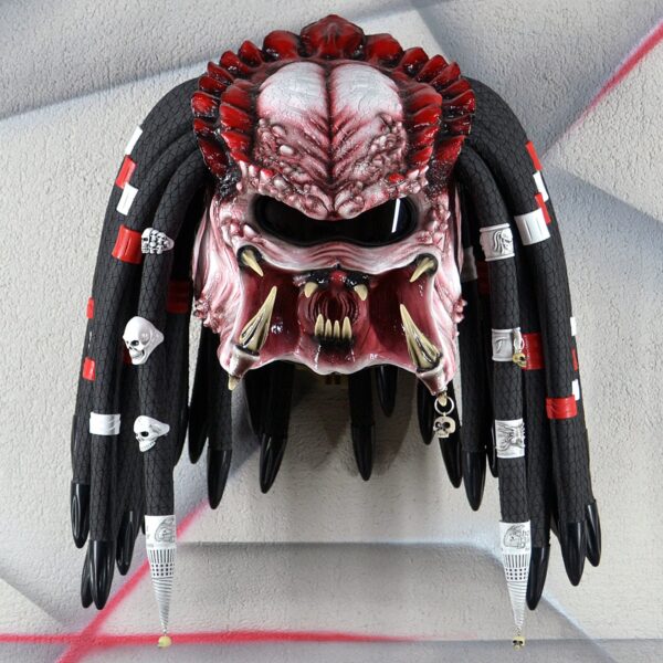 Predator motorcycle helmet, red color, standard dreads - view 2