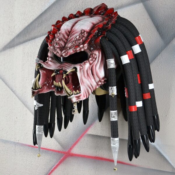 Predator motorcycle helmet, red color, standard dreads - view 3