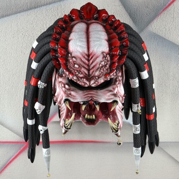 Predator motorcycle helmet, red color, standard dreads - view 4