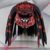 Predator mask motorcycle helmet, red color with red dreads - view 2