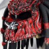 Predator mask motorcycle helmet, red color with red dreads - view 5