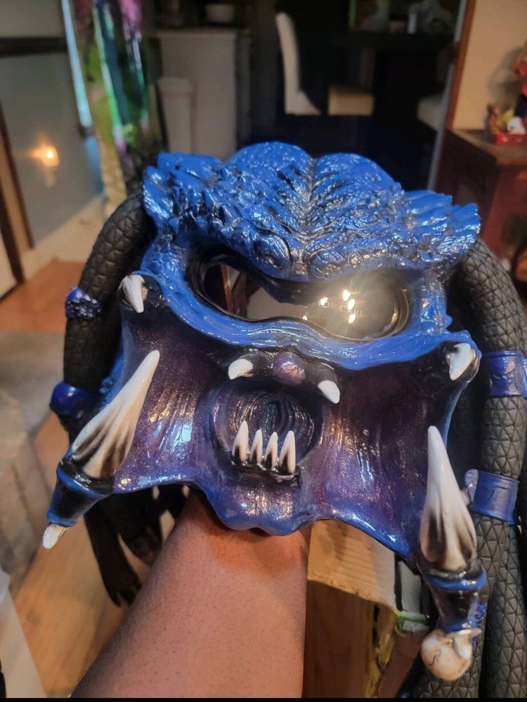 Customer photo of Predator Kawasaki blue motorcycle helmet