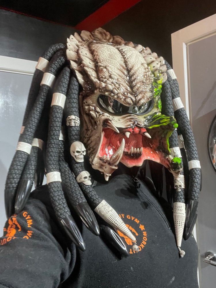 Customer photo of Predator after battle motorcycle helmet